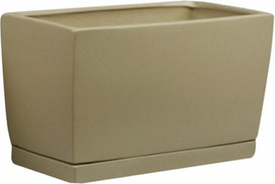 Горщик керамічний з піддоном прямокутний 13 л бежевий