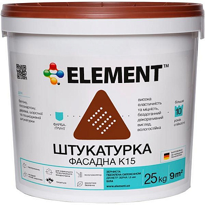 Декоративна штукатурка баранець Element фасадна К15 Зерниста 25 кг білий