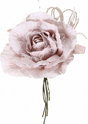 Цветок декоративный Роза с бусинами в ассортименте d10 см