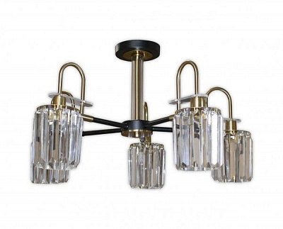 Люстра потолочная Hopfen Bogen CP-BK 5x60 Вт E14 золото/черный 