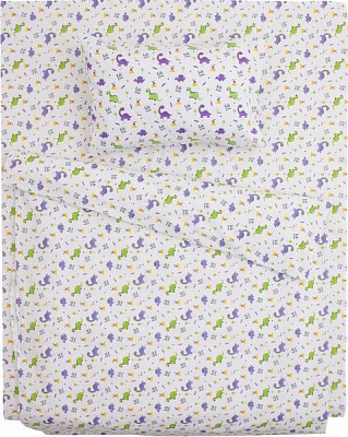 Комплект постельного белья Дино белый с рисунком