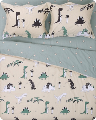 Комплект постельного белья Динозаврики 2 зеленый с рисунком Homeline 