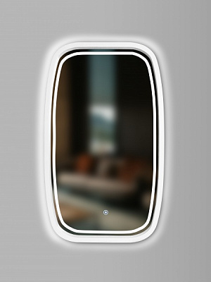 Зеркало со встроенной подсветкой Luxury Wood New Art Slim LED ясень снежно-белый 550x850 мм 