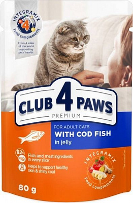 Корм Club 4 Paws З ТРІСКОЮ В ЖЕЛЕ 80 г