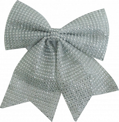 Декорация бант блестящий 19х24 см серебро T22-08-30