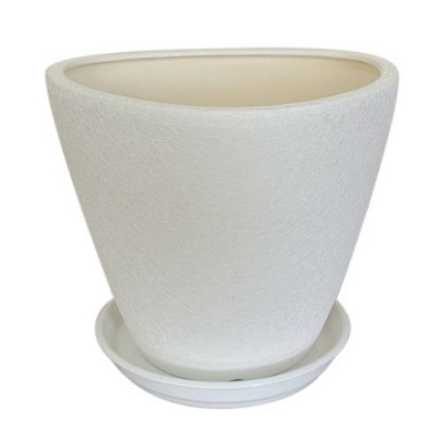 Горшок керамический Ориана-Запорожкерамика Триумф №3 шелк круглый 3л белый 