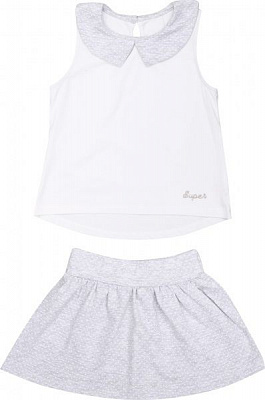 Комплект для девочек Фламинго р.140 бело-серый 960-428 