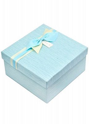 Коробка подарочная квадратная синяя 15,5х15,5х6,5 см