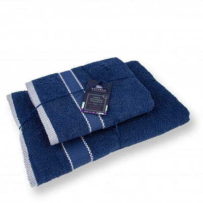 Набор полотенец бордюр 50х85/70х130 см синий Saffran 