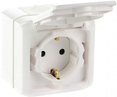 Розетка із заземленням Legrand Quteo 2x2К+З IP44 зі шторками з кришкою білий 782321