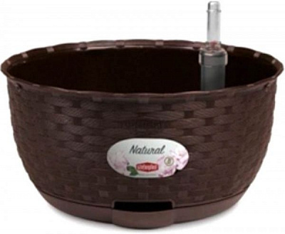 Вазон пластиковый Stefanplast Natural круглый 5,9л коричневый (75604) 