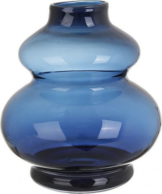 Ваза скляна синя 35х32 см Wrzesniak Glassworks