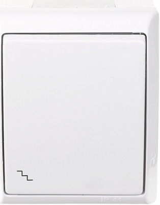 Вимикач прохідний одноклавішний Ospel Fala вологозахищенний без підсвітки білий