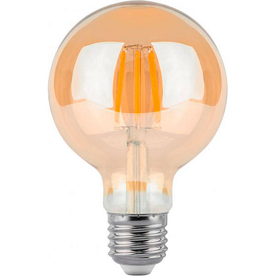 Лампа світлодіодна Gauss Black Filament Gold G95 6 Вт E27 2400 К 220 В прозора 105802006
