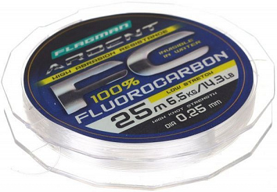 Леска Flagman Ardent Fluorocarbon 25м 0,25мм 6,5кг