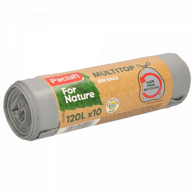 Еко-пакети для сміття Paclan For Nature MultiTop міцні 120 л 10 шт.