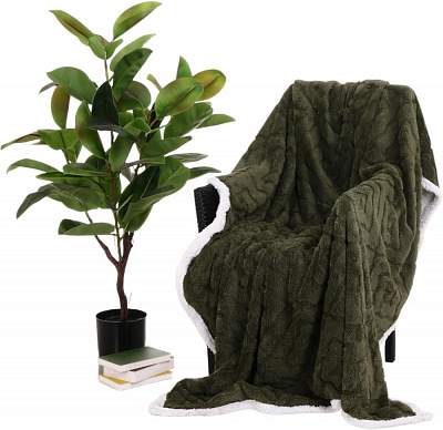 Плед Double Jacquard Sherpa 160x200 см зеленый La Nuit