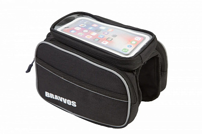 Сумка велосипедная BRAVVOS BIB-060 QJ-202 на верхнюю трубу рамы, с отделением под смартфон черный