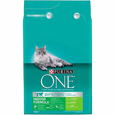 Корм сухой для котов Purina One Indoor Formula с индейкой и цельными злаками 3 кг