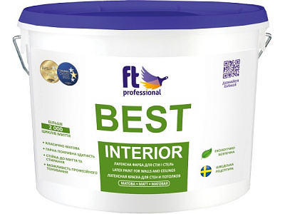 Краска интерьерная латексная FT Professional BEST INTERIOR Вase A глубокий мат белый 5л 