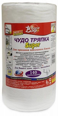 Салфетки в рулоне универсальные Bagi Чудо тряпка Super 22х20 см 140 шт./уп. белый