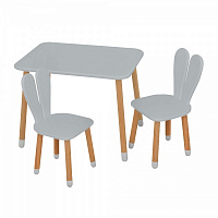 Комплект меблів дитячий ArinWOOD Зайчик сірий (столик 500x680 + два стільчики) 04-027GRAY+1 