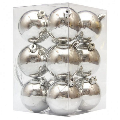Набір куль 12 шт., 12х12х18см, 250256 срібний