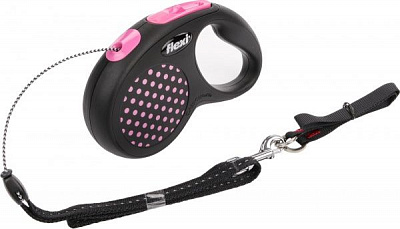 Повідець-рулетка FLEXI Disign S чорний із рожевою вставкою до 12 кг 5 м