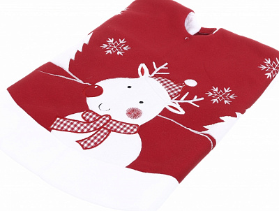 Килимок новорічний під ялинку із лосиком біло-червоний 90 см AT57-02