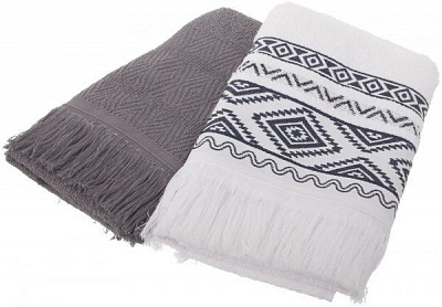 Набір рушників Агата 2 шт. 50x100 см сірий/ білий ТК-Домашній текстиль ТОВ