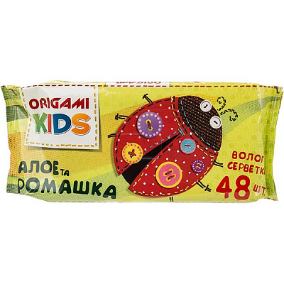 Дитячі вологі серветки Origami алое та ромашка 48 шт.