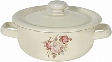 Кастрюля с крышкой эмалированная цилиндрическая 1,5 л Роза Idilia