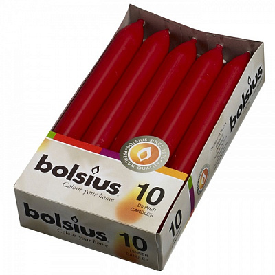 Набор свечей столовых 170/20 бордо 10 шт. / уп Bolsius