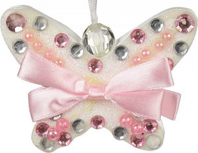 Подвеска Бабочка с бантом розовая 6,5 см DL120450F  