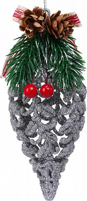 Декоративна підвіска Бурулька з декором 15x6 см HF20Y2-08S срібло