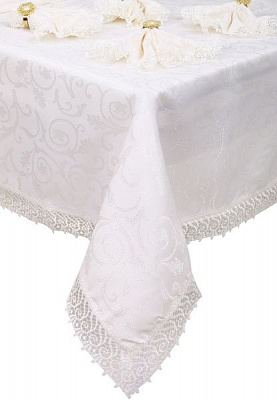 Скатертина з серветками KDK 160x220 см кремовий Karna