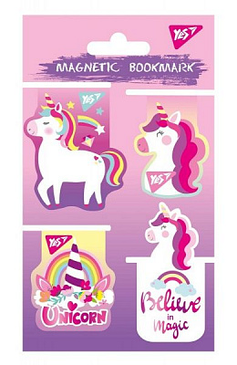 Закладки магнитные YES Unicorn высечка и глиттер 4 шт. 706996 