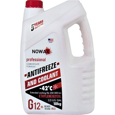 Антифриз Nowax G12+ -42 °С (NX10001) 10кг красный 