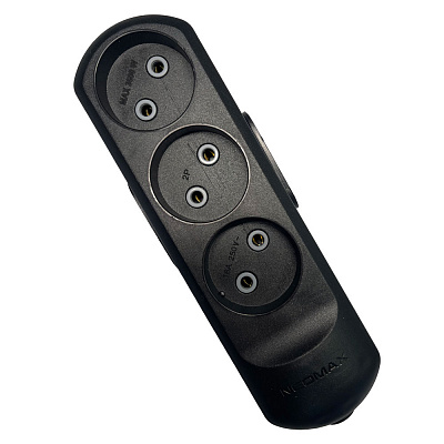 Колодка Neomax без заземлення 3 гн. без вимикача чорний NX510300