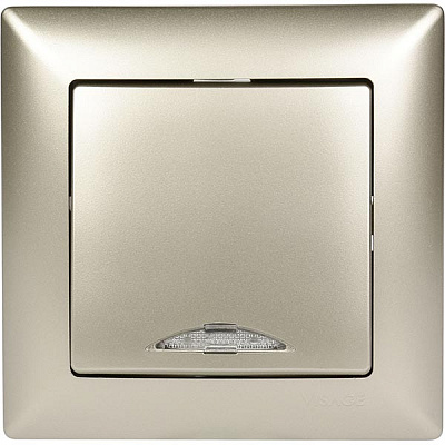 Выключатель одноклавишный Gunsan Visage с подсветкой 16 А 250В IP20 бежевый металлик VS 28 25 102