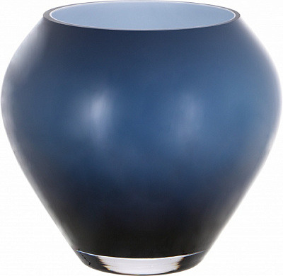 Ваза чаша Maestro стеклянная цвет: опал, темно-синий 19,5х17,5 см Wrzesniak Glassworks