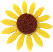 Декоративное изделие из фетра "Подсолнечник" желтый/коричневый 6 мм, 8 см