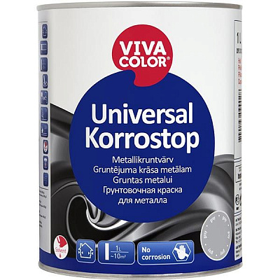 Краска-грунт Vivacolor Universal Korrostop серая 1 л