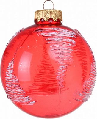 Шар новогодний с лепными элементами d 80 мм красный