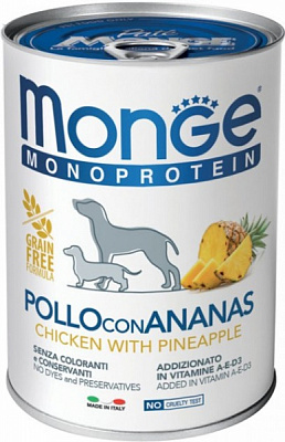Корм вологий для собак для усіх порід Monge fruit monopr курка з ананасом 400 г