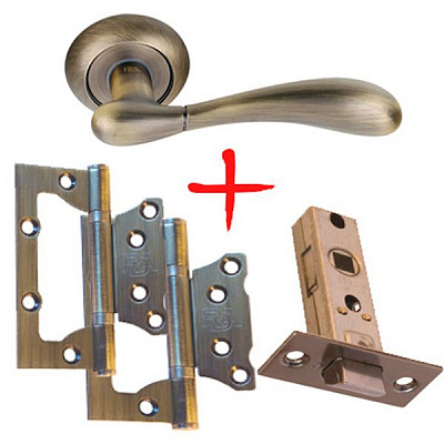 Защелка врезная с ручками RDA Imola матовая античная латунь