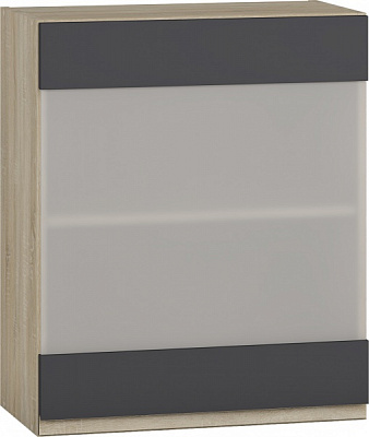 Шкаф верхний с витриной МС Джетта 60х72х31,7 см, графит серый/дуб сонома Грейд