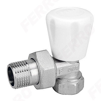 Кран радіаторний Ferro кутовий запірний з ручкою зн1/2”-вр1/2” ZG5Y