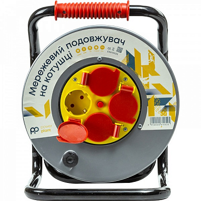 Удлинитель на катушке PowerPlant JY-20022/25 с заземлением 4 гн. 25 м EX610525 