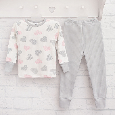 Пижама для девочек Blanka Сердца р.122 серый 110729